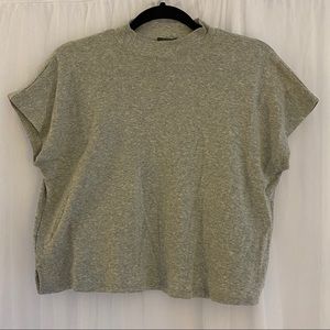 Wild Fable Mock Neck Boxy Cropped Gray Shirt